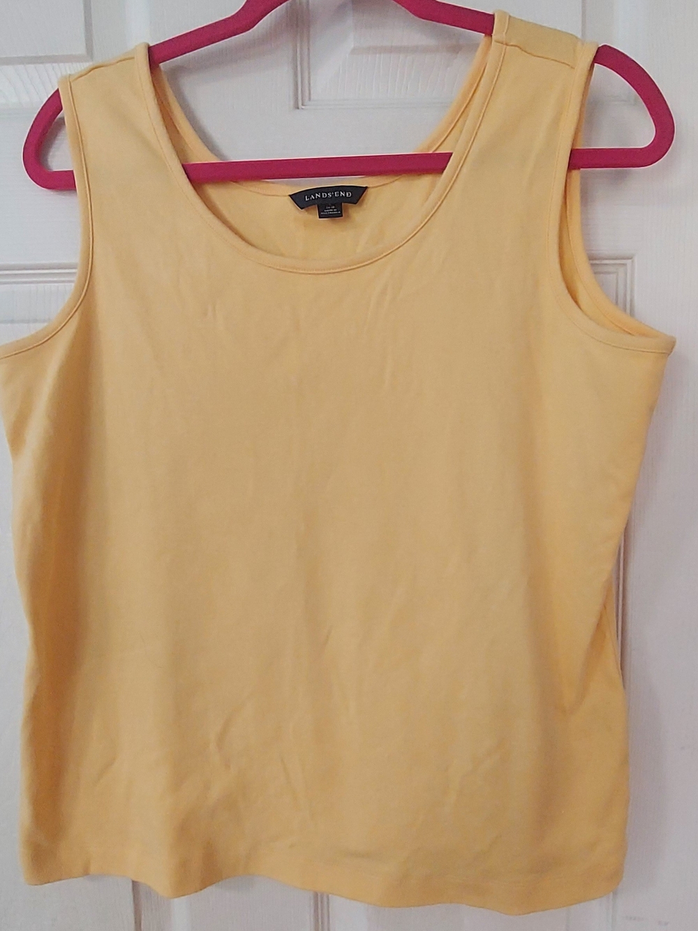 Lands' End Pale Yellow Scoop Neck Cotton Tank